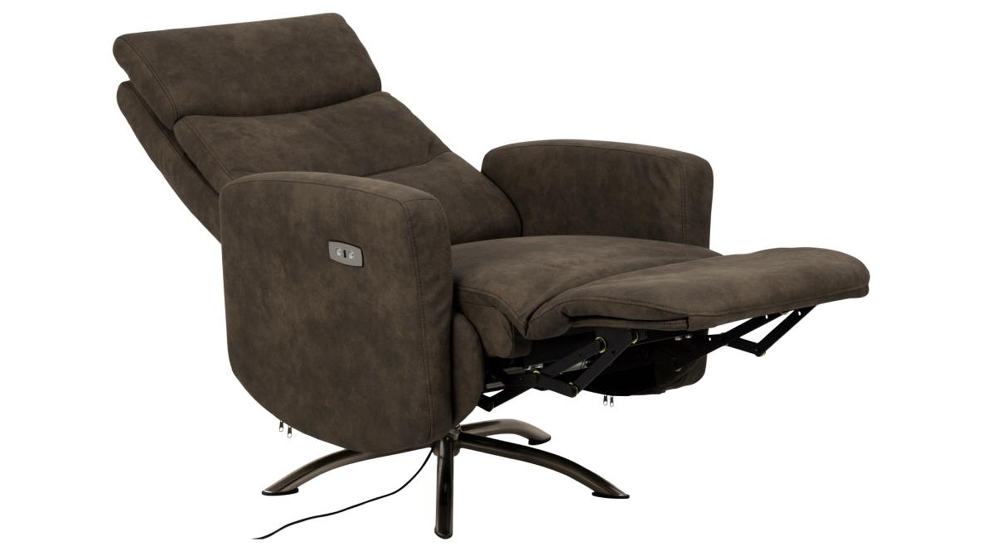 Relaxsessel Actona group aus Kunstfaser in Anthrazit Relaxsessel Kamares anthrazitfarbener Stoffbezug Preston 96 & schwarzes Metallgestell