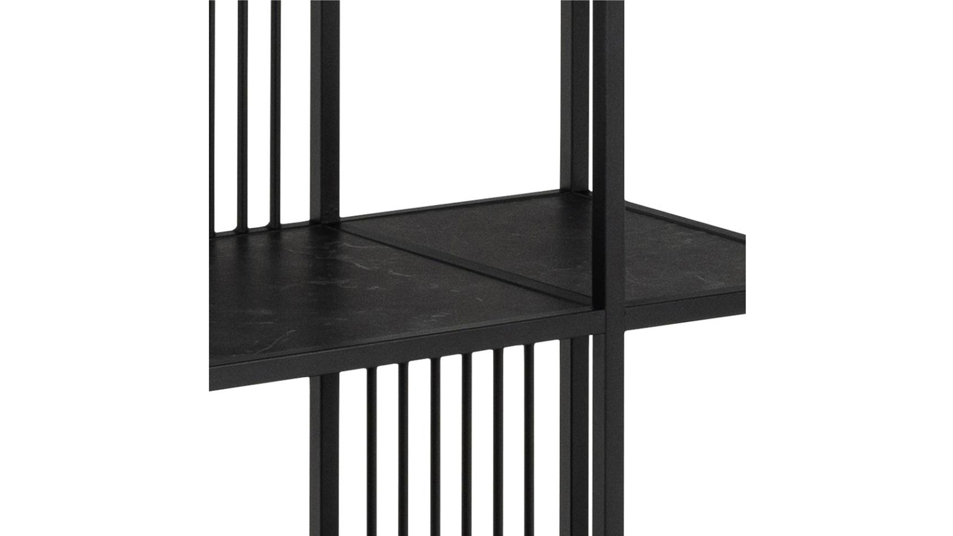 Regal Actona group aus Metall in Schwarz Regal Strington schwarzes Metallgestell & schwarze Marmoroptik - Höhe ca. 185 cm