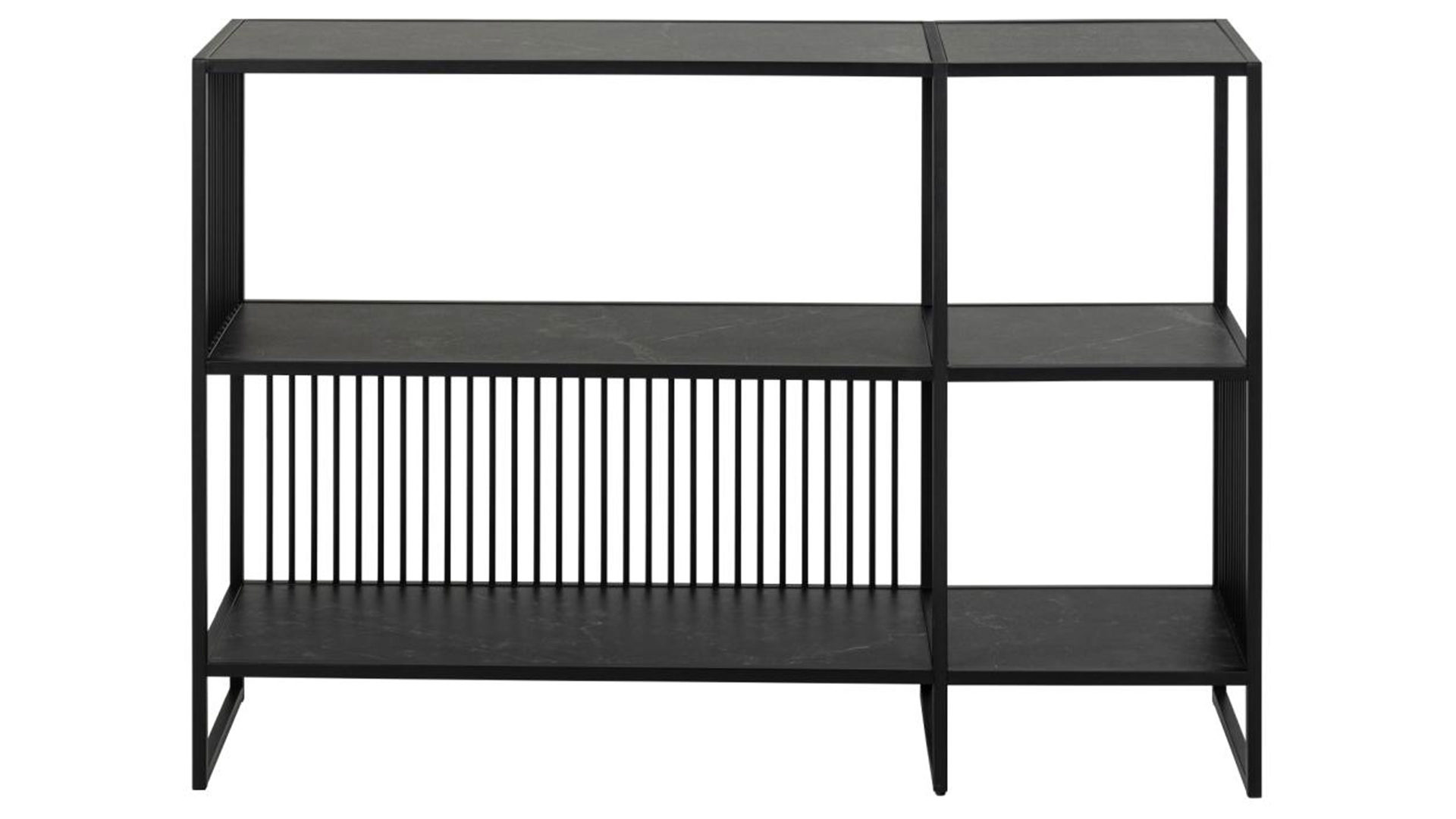 Regal Actona group aus Metall in Schwarz Regal Strington schwarzes Metallgestell & schwarze Marmoroptik - Breite ca. 120 cm