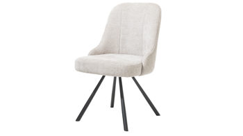 Vierfußstuhl WOODS & TRENDS aus Stoff in Hellgrau WOODS & TRENDS Polsterstuhl Emma mit Drehfunktion kieselfarbener Bezug Vulcano & schwarzes Metall