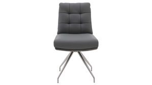 Vierfußstuhl Interliving aus Leder in Grau Interliving Esszimmer Serie 5116 – Polsterstuhl grauer Materialmix Leder & Cord Fo-Sh, Edelstahlgestell F38-FIX