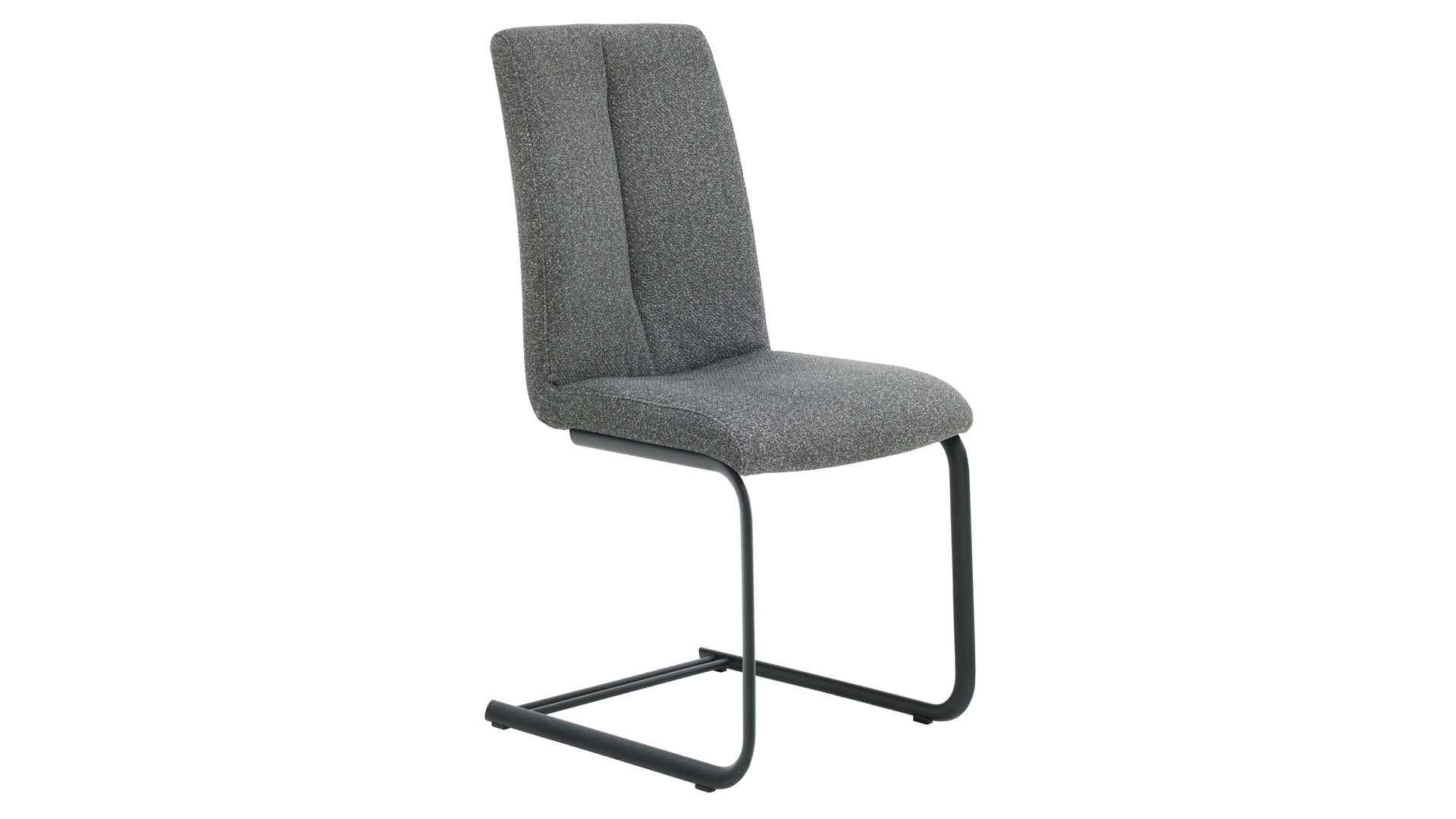 Schwingstuhl Interliving aus Stoff in Grau Interliving Esszimmer Serie 5119 - Schwingstuhl V249 olivfarbener Bezug Havanna & anthrazitfarbenes Metall