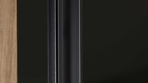 Kleiderschrank Interliving aus Holz in Schwarz Interliving Kleiderschrank Serie 1208 - Schwebetürenschrank Schwarzglas & Atlantic Eiche - zwei Türen, Breite ca. 298 cm