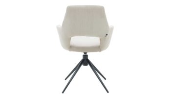 Vierfußstuhl Interliving aus Stoff in Weiß Interliving Esszimmer Serie 5605 – Armlehnstuhl 2282-04 mit Dreh- und Rückholfunktion cremeweißer Cord Rebel & schwarzes Eisen