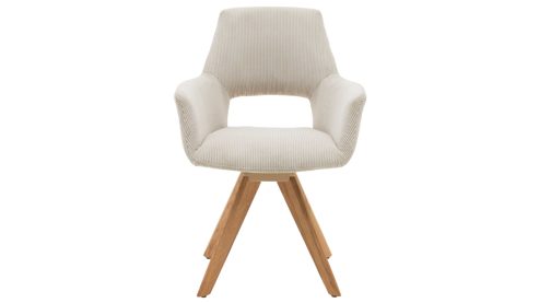 Vierfußstuhl Interliving aus Stoff in Beige Interliving Esszimmer Serie 5605 – Armlehnstuhl 2272-47 ecrufarbener Cord Rebel & Eiche