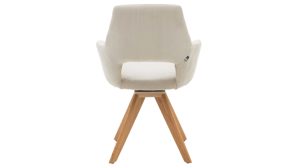 Vierfußstuhl Interliving aus Stoff in Beige Interliving Esszimmer Serie 5605 – Armlehnstuhl 2272-47 ecrufarbener Cord Rebel & Eiche