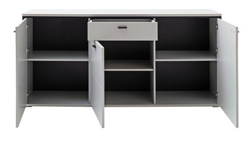 Sideboard PARTNERRING COLLECTION aus Holz in Weiß PARTNERRING COLLECTION Wohnprogramm Mori - Sideboard Weiß & Schwarzgrau – drei Türen, eine Schubladen, Breite ca. 183 cm