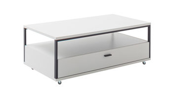 Couchtisch PARTNERRING COLLECTION aus Holz in Weiß PARTNERRING COLLECTION Wohnprogramm Mori - Couchtisch Weiß & Schwarzgrau – ca. 110 x 42 cm