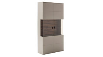 Vitrine PARTNERRING COLLECTION aus Holz in Grau PARTNERRING COLLECTION Wohnprogramm Lüttich - Vitrine Basaltgrau & Wotan Eiche – zwei Türen, Breite ca. 100 cm