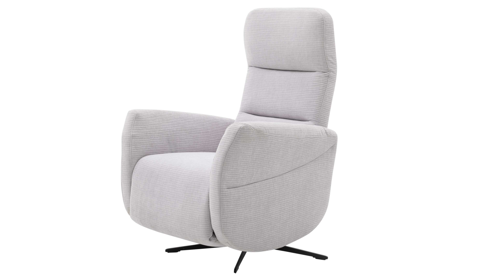 Relaxsessel Interliving aus Stoff in Hellgrau Interliving Sessel Serie 4530 silberfarbener Bezug Mara 9 & silberfarbener Sternfuß