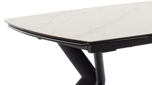 Auszugtisch Mca furniture aus Keramik in Weiß Auszugtisch cremefarben & Schwarz – ca. 180(260) x 100 cm