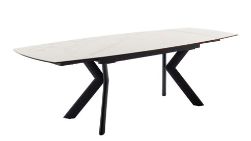 Auszugtisch Mca furniture aus Keramik in Weiß Auszugtisch cremefarben & Schwarz – ca. 180(260) x 100 cm