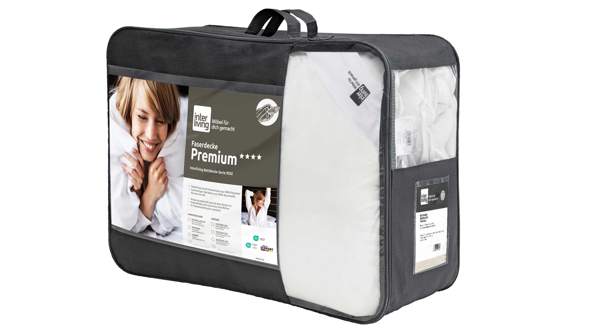 Faserdecke Interliving aus Stoff in Weiß Interliving Bettdecke Serie 9202 - Faserdecke warm, ca. 1.450 g - ca. 200 x 200 cm