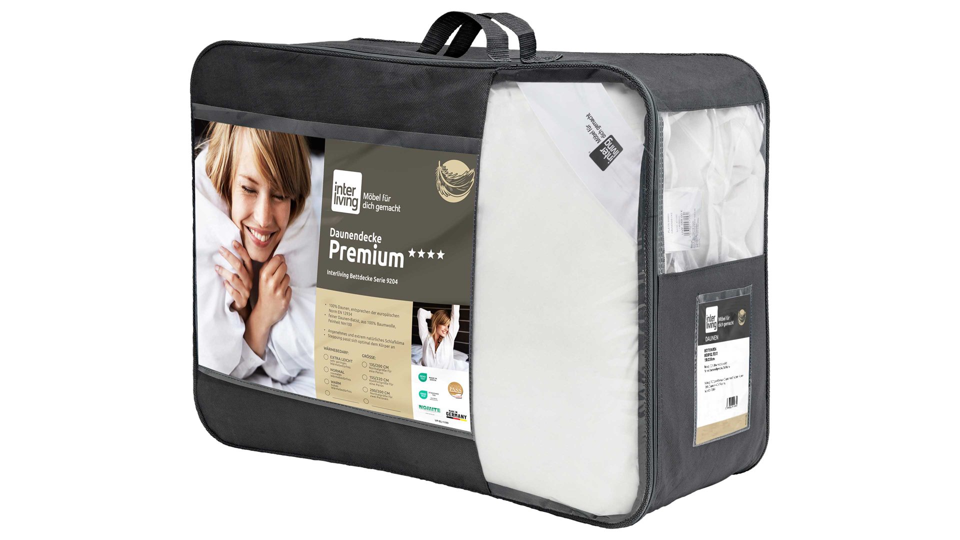 Daunendecke Interliving aus Stoff in Weiß Interliving Bettdecke Serie 9204 - Daunendecke als Sommerbett extraleicht, ca. 300 g Daunen - ca. 155 x 220 cm