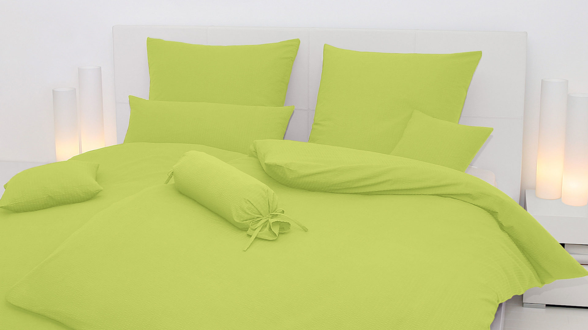 Bettwäsche-Set Janine® aus Naturfaser in Grün Janine® Bettwäsche-Set apfelgrün – ca. 200 x 200 cm