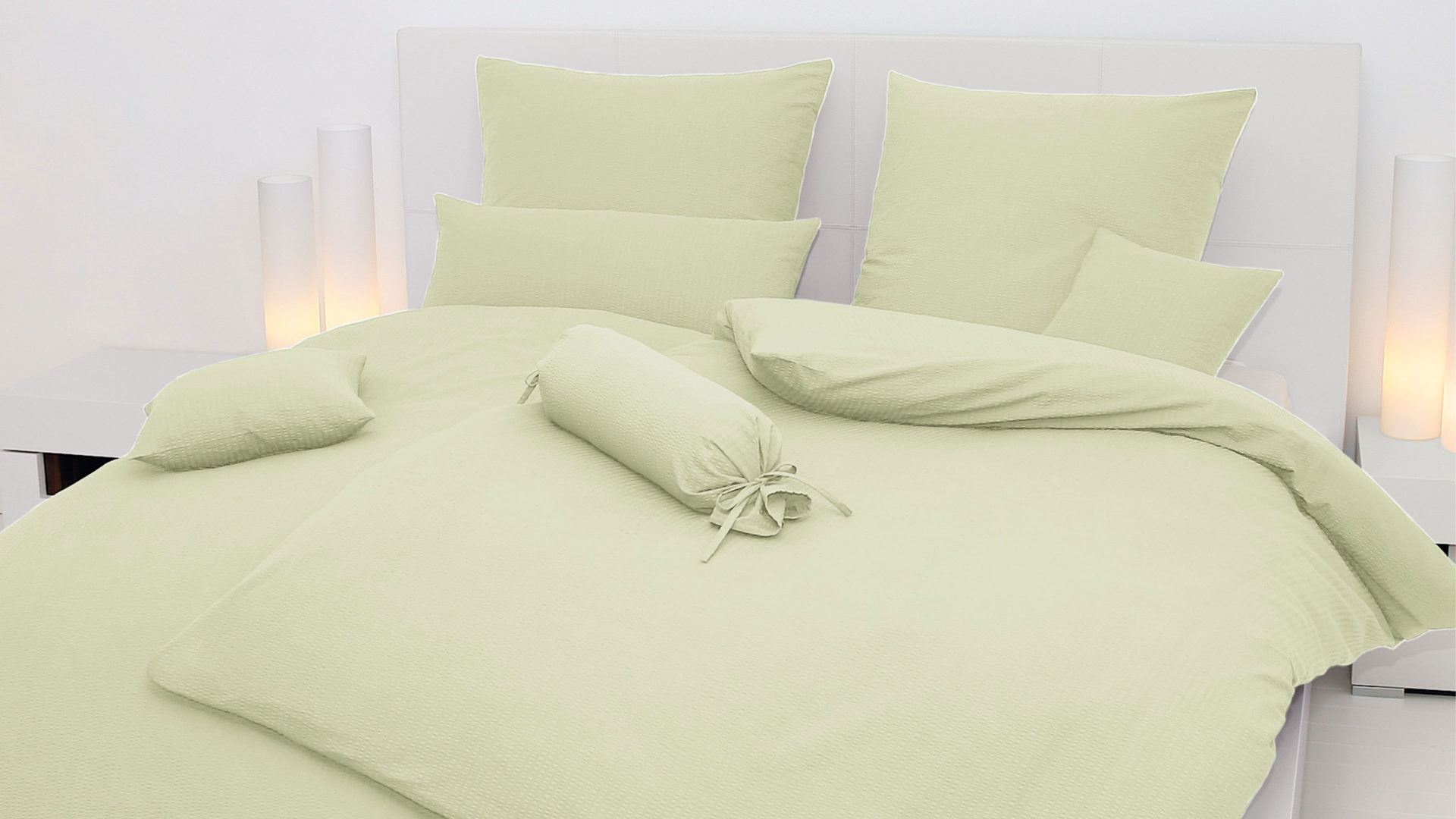 Bettwäsche-Set Janine® aus Naturfaser in Schilf Janine® Bettwäsche-Set lind – ca. 200 x 200 cm