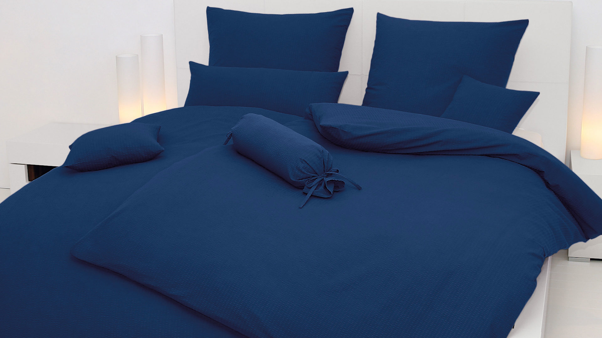 Bettwäsche-Set Janine® aus Naturfaser in Dunkelblau Janine® Bettwäsche-Set marine – ca. 155 x 220 cm