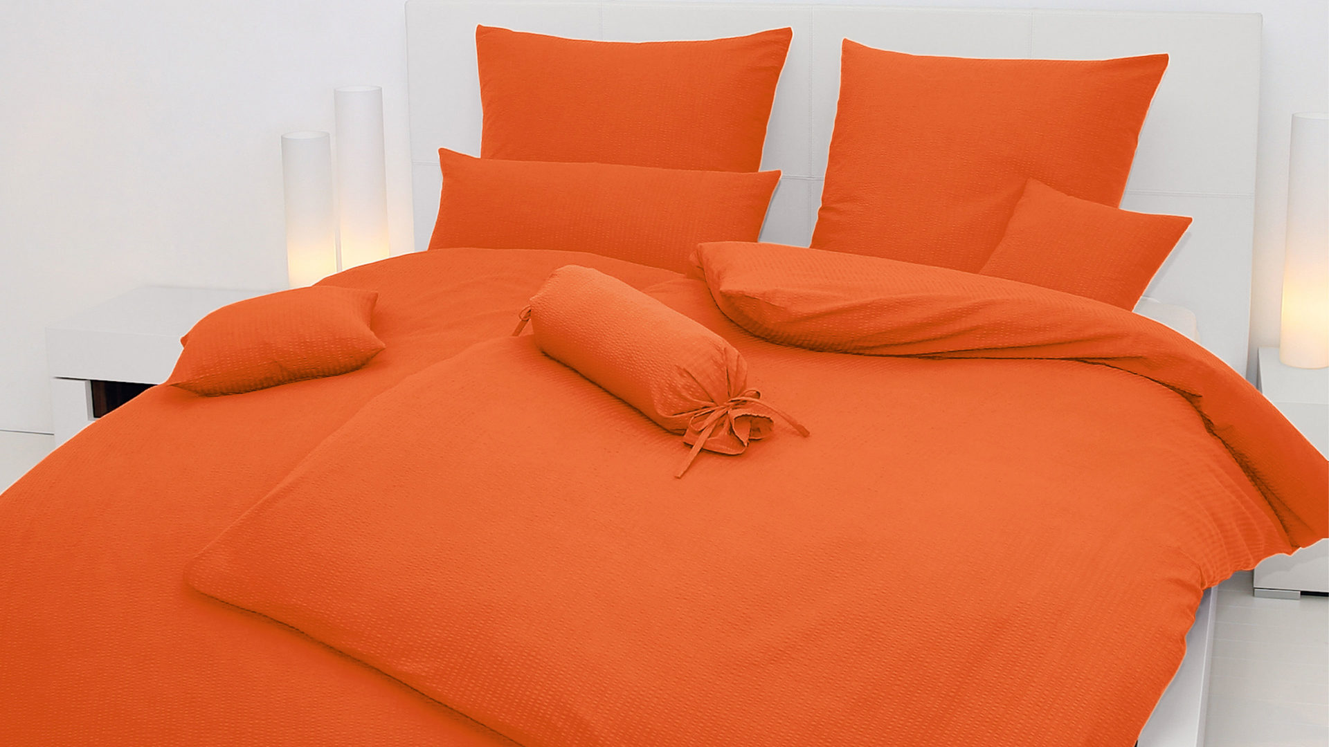 Bettwäsche-Set Janine® aus Naturfaser in Orange Janine® Bettwäsche-Set orange – ca. 200 x 200 cm