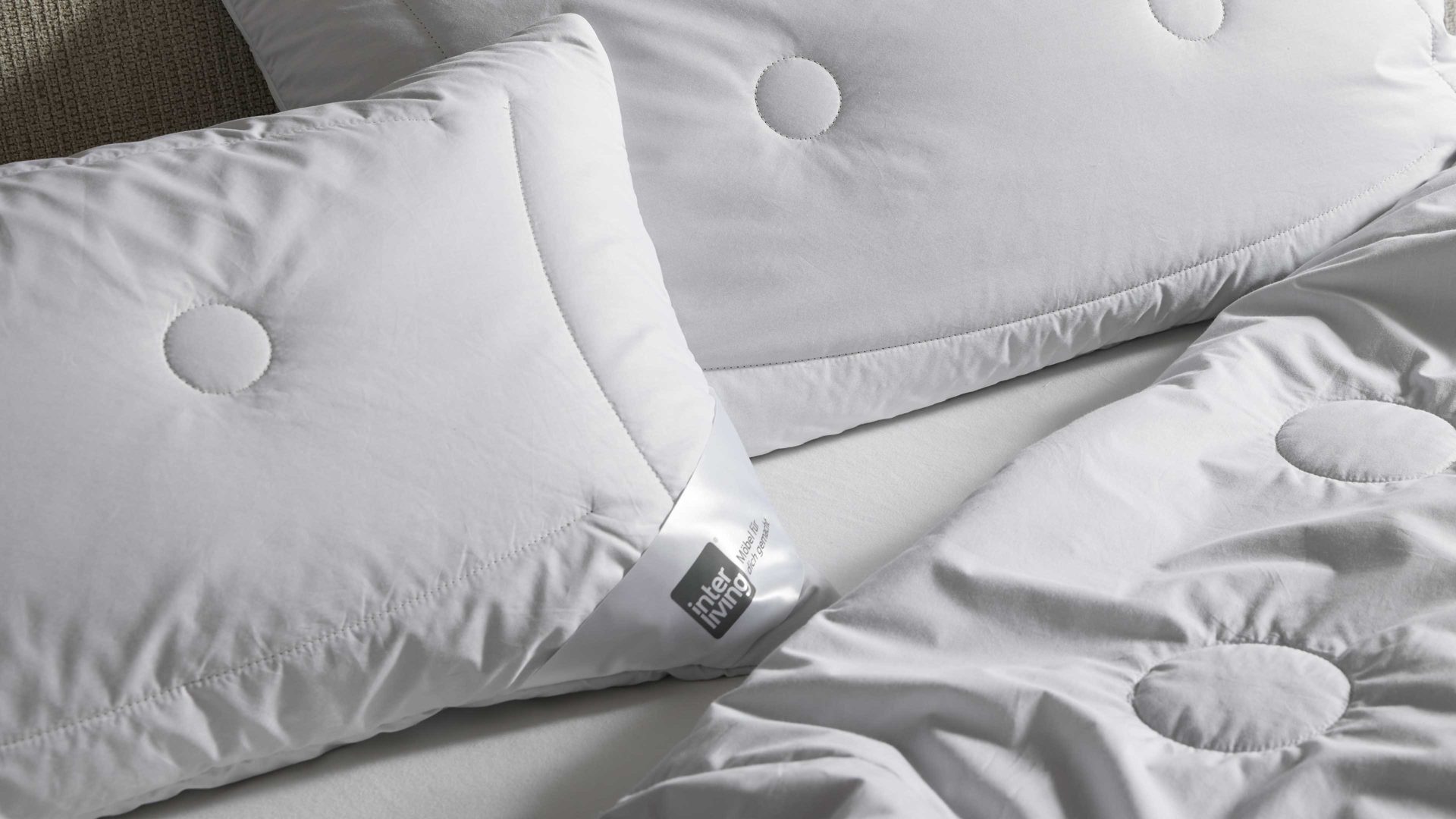 Kopfkissen Interliving aus Naturfaser in Weiß Interliving Kopfkissen Serie 9206 Kamelhaarflaum & Federn, ca. 600 g - ca. 40 x 80 cm