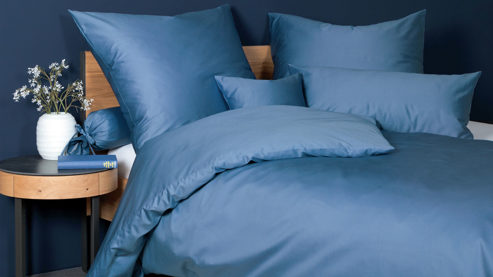 Bettwäsche-Set Janine® aus Naturfaser in Jeansblau Janine® Bettwäsche-Set Jeansblau - ca. 200 x 200 cm