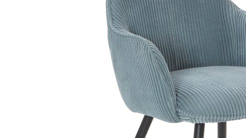 Vierfußstuhl WOODS & TRENDS aus Stoff in Hellblau WOODS & TRENDS Armlehn-Polsterstuhl Arielle hellblauer Breitcord & schwarzes Metall