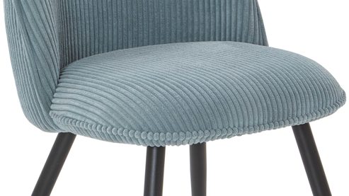Vierfußstuhl WOODS & TRENDS aus Stoff in Hellblau WOODS & TRENDS Polsterstuhl Arielle hellblauer Breitcord & schwarzes Metall