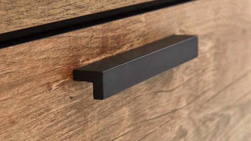 Highboard WOODS & TRENDS aus Holz in Holzfarben WOODS & TRENDS Esszimmer Serie Perth - Highboard Scheunenholz & Schwarz - drei Türen, eine Schublade, Breite ca. 120 cm