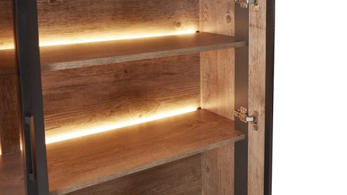 Highboard WOODS & TRENDS aus Holz in Holzfarben WOODS & TRENDS Esszimmer Serie Perth - Buffet Scheunenholz & Schwarz - drei Türen, zwei Schubladen, Breite ca. 150 cm