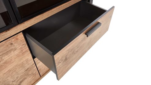 Highboard WOODS & TRENDS aus Holz in Holzfarben WOODS & TRENDS Esszimmer Serie Perth - Buffet Scheunenholz & Schwarz - drei Türen, zwei Schubladen, Breite ca. 150 cm