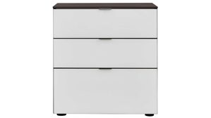 Nachtkommode Staud aus Glas in Grau STAUD Nachtkommode Media Alpinweiß & Vulkan – drei Schubladen, Höhe ca. 63 cm