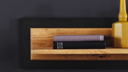 Wandregal Mca furniture aus Holz in Holzfarben Wohnprogramm Arezzo - Wandregal Wildeiche & Anthrazit - Länge ca. 150 cm