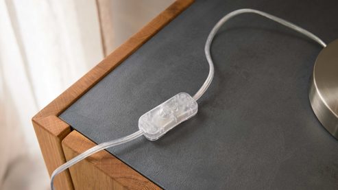 Tischleuchte Interliving aus Glas in Weiß Interliving Leuchten Serie 9344 - Tischlampe Opalglas & Nickel – Höhe ca. 54 cm