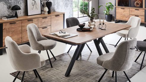 Esstisch WOODS & TRENDS aus Holz in Holzfarben WOODS & TRENDS Esszimmer Serie Perth - Ausziehtisch Scheunenholz & Schwarz - ca. 200 - 280 x 100 cm