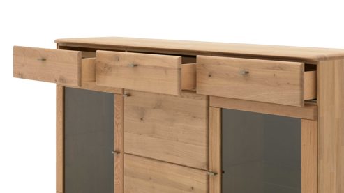 Sideboard Interliving aus Holz in Holzfarben Interliving Wohnzimmer Serie 2028 - Sideboard 2841 Wildeiche - drei Türen, drei Schubladen, Breite ca. 182 cm