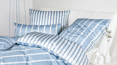 Bettwäsche-Set Janine® aus Naturfaser in Mittelblau Janine® Bettwäsche-Set Perlblau - ca. 200 x 200 cm