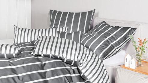 Bettwäsche-Set Janine® aus Naturfaser in Anthrazit Janine® Bettwäsche-Set Anthrazit - ca. 200 x 200 cm