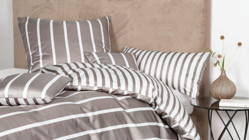 Bettwäsche-Set Janine® aus Naturfaser in Grau Janine® Bettwäsche-Set Vulkan - ca. 155 x 220 cm