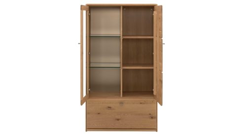 Highboard Interliving aus Holz in Holzfarben Interliving Wohnzimmer Serie 2028 - Highboard 4843 Wildeiche - zwei Türen, zwei Schubladen, Breite ca. 82 cm