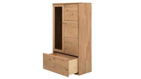 Highboard Interliving aus Holz in Holzfarben Interliving Wohnzimmer Serie 2028 - Highboard 4843 Wildeiche - zwei Türen, zwei Schubladen, Breite ca. 82 cm