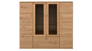 Highboard Interliving aus Holz in Holzfarben Interliving Wohnzimmer Serie 2028 - Highboard Wildeiche - vier Türen, ein Auszug, Breite ca. 162 cm