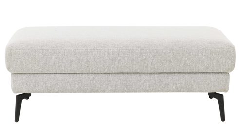 Polsterhocker Interliving aus Stoff in Weiß Interliving Sofa Serie 4065 – XXL-Polsterhocker ecrufarbener Webstoff Loft & schwarze Metallfüße – ca. 130 x 65 cm