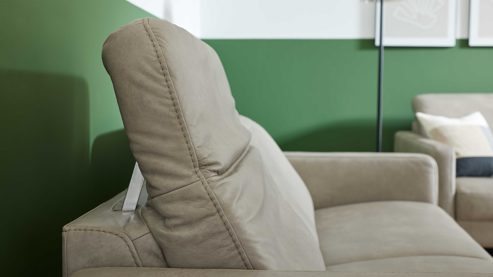 Zweisitzer Interliving aus Leder in Grau Interliving Sofa Serie 4065 – Zweisitzer 2KV kieselfarbenes Leder Cloudy gravel & schwarze Metallfüße – Länge ca. 180 cm