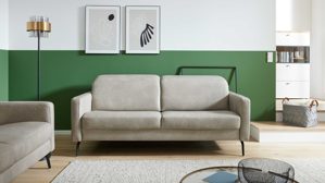 2,5-Sitzer Interliving aus Leder in Grau Interliving Sofa Serie 4065 – 2,5-Sitzer 2,5KV kieselfarbenes Leder Cloudy gravel & schwarze Metallfüße – Länge ca. 210 cm