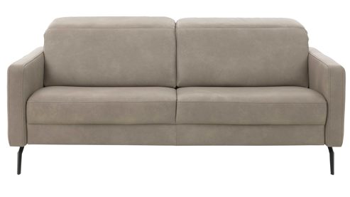 Zweisitzer Interliving aus Leder in Grau Interliving Sofa Serie 4065 – Zweisitzer kieselfarbenes Leder Cloudy gravel & schwarze Metallfüße – Länge ca. 180 cm
