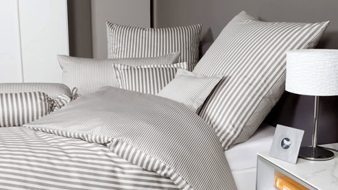 Bettwäsche-Set Janine® aus Naturfaser in Grau Janine® Bettwäsche-Set Vulkan - ca. 155 x 220 cm