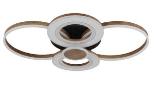 Deckenleuchte Interliving aus Metall in Holzfarben Interliving Leuchten Serie 9345 - Deckenleuchte Mattweiß, Mattschwarz & holzfarbenes Aluminium - Länge ca. 106 cm