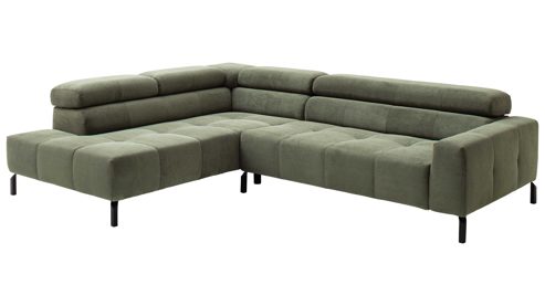 Ecksofa SOFAkultur aus Stoff in Grün SOFAkultur Programm SK 745 - Ecksofa olivfarbener Feincord - Stellfläche ca.  276 x 219 cm