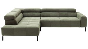 Ecksofa SOFAkultur aus Stoff in Grün SOFAkultur Programm SK 745 - Ecksofa olivfarbener Feincord - Stellfläche ca.  276 x 219 cm
