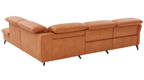 Ecksofa comfortmaster besser sitzen, liegen, leben aus Leder in Hellbraun Comfortmaster Spektra 1480 - Relax-Wohnlandschaft mit vielen Funktionen honigfarbenes LongLife-Leder Rustika LG 24 – Stellfläche ca. 237 x 255 cm