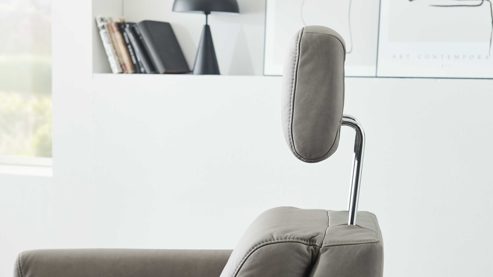 Relaxsessel comfortmaster besser sitzen, liegen, leben aus Leder in Grau Comfortmaster 7180 - Relaxsessel 24E44 motorisch - stahlfarbenes LongLife-Leder & anthrazitfarbener Sternfuß